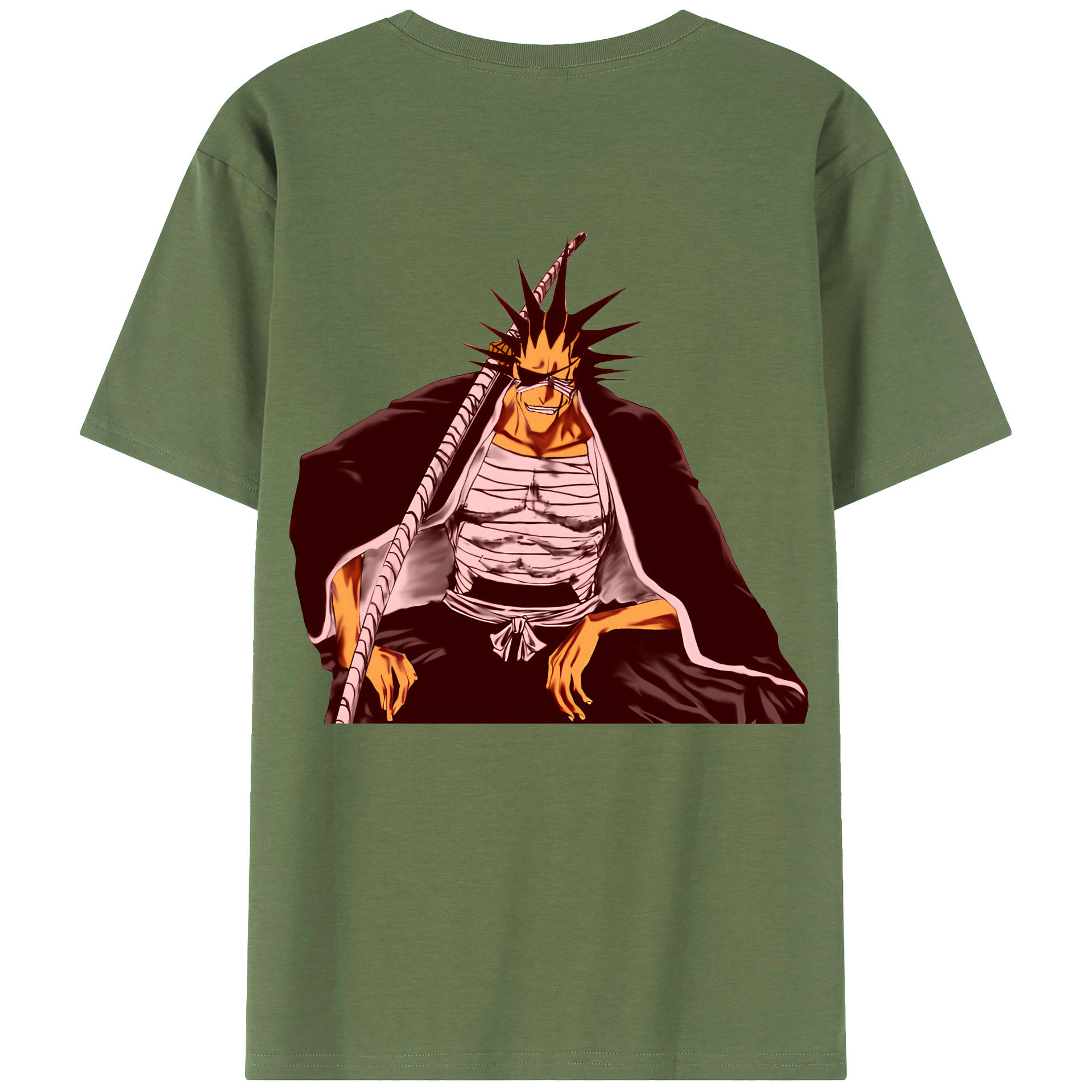 （画像用） ブリーチ ざらき けんぱち BLEACH Zaraki Kenpachi 綿100％ メンズ半袖Tシャツ（バックプリント） 通気性